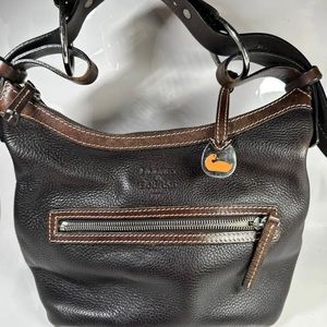 Dooney & Bourke 1975 Black Pebbled Leather Hobo Purse Handbag EUC